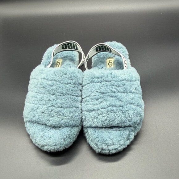 Women's UGG Fluff Yeah Blue Slide Suede Slipper Sandals Size 6 - Picture 3 of 5